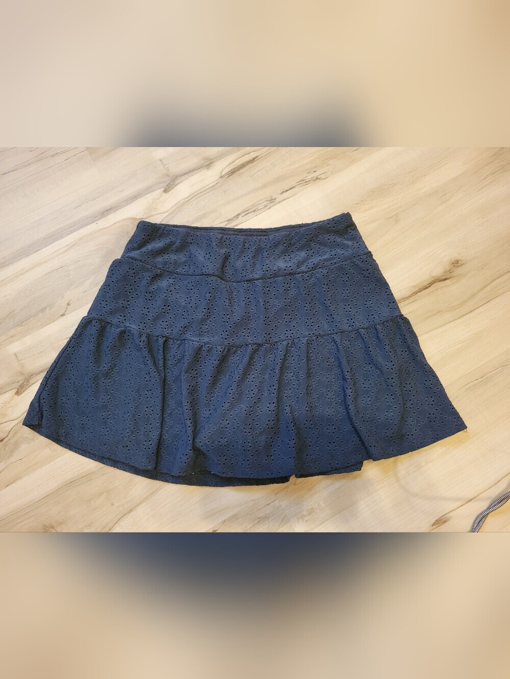Kyodan Navy Eyelet Tiered Mini Skirt